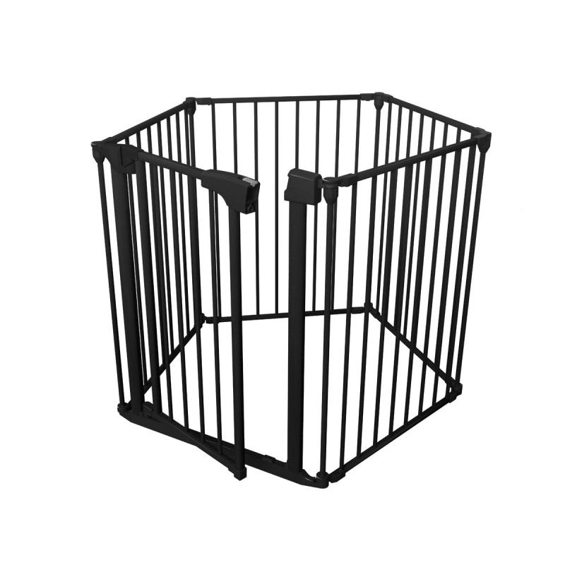 Barrera de seguridad y corralito 2 en 1 blanca de 340 cm Negro