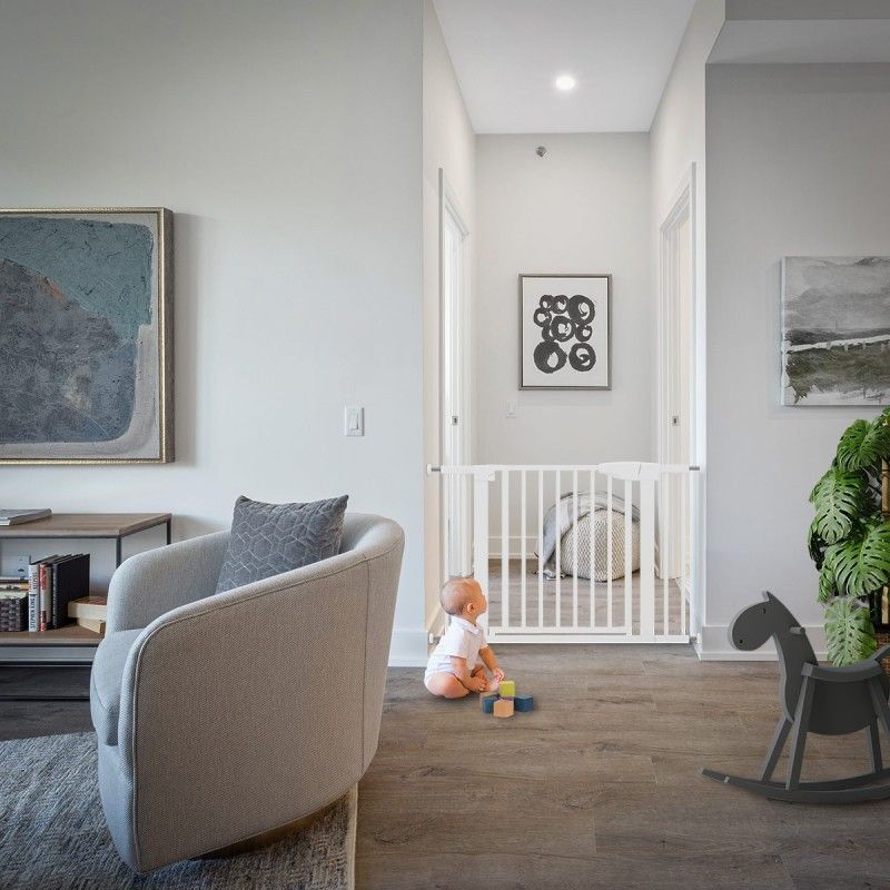 Barrera de seguridad negra - Barrera de ajuste a presión para escaleras y puertas Blanco