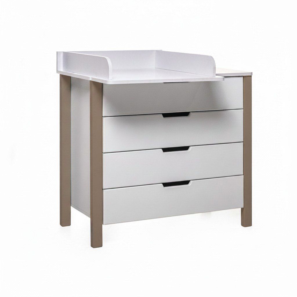 Children's dresser with changing table KOTTO ELIN 90×45×90cm Capacious White Cappuccino